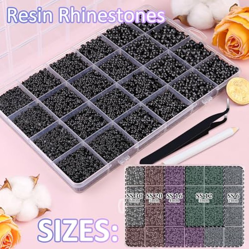 32000 Black Flatback Rhinestones Kit with B7000 Glue & Tweezers