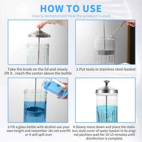 42.3 Oz Barbicide Disinfectant Jar with anti-slip pad, Disinfectant Jar Large for Nail Tools, Barber Shop&Spa Implements Barbicide Containers with Removable Straining Tray(1250 ml)