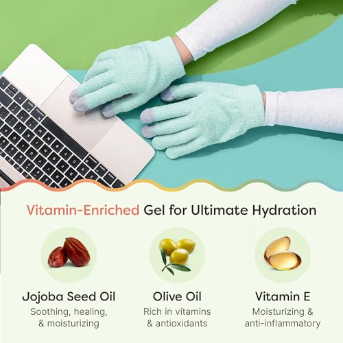 ZenToes Overnight Gel Moisturizing Gloves for Dry Hands - Touchscreen