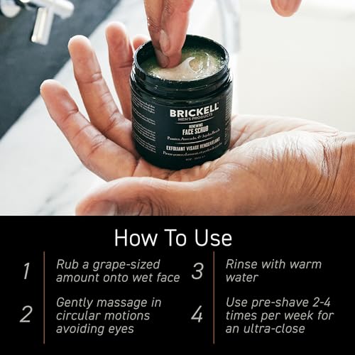 Brickell Men's Renewing Face Scrub | Deep Exfoliating Facial Cleanser
