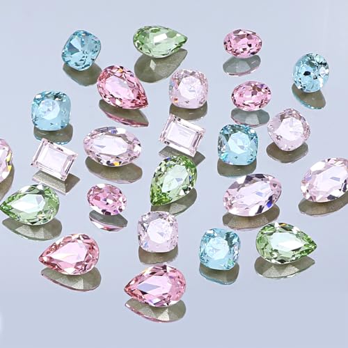 DONGZHOU 48Pcs Large Nail Rhinestone,3D Multi Shapes Crystals Nail Diamonds K9 Glass Stones Sparkle Nail Beads, Rhinestones Nail Gems for Manicure Decoration DIY Crafts