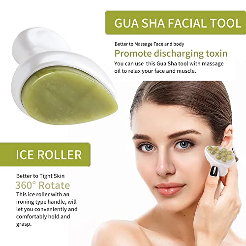 Jade Roller & Gua Sha Facial Tools Face Roller for Skin Care,Facial Roller Gua Sha Tool for Puffiness and Redness Reducing Skin Care Routine
