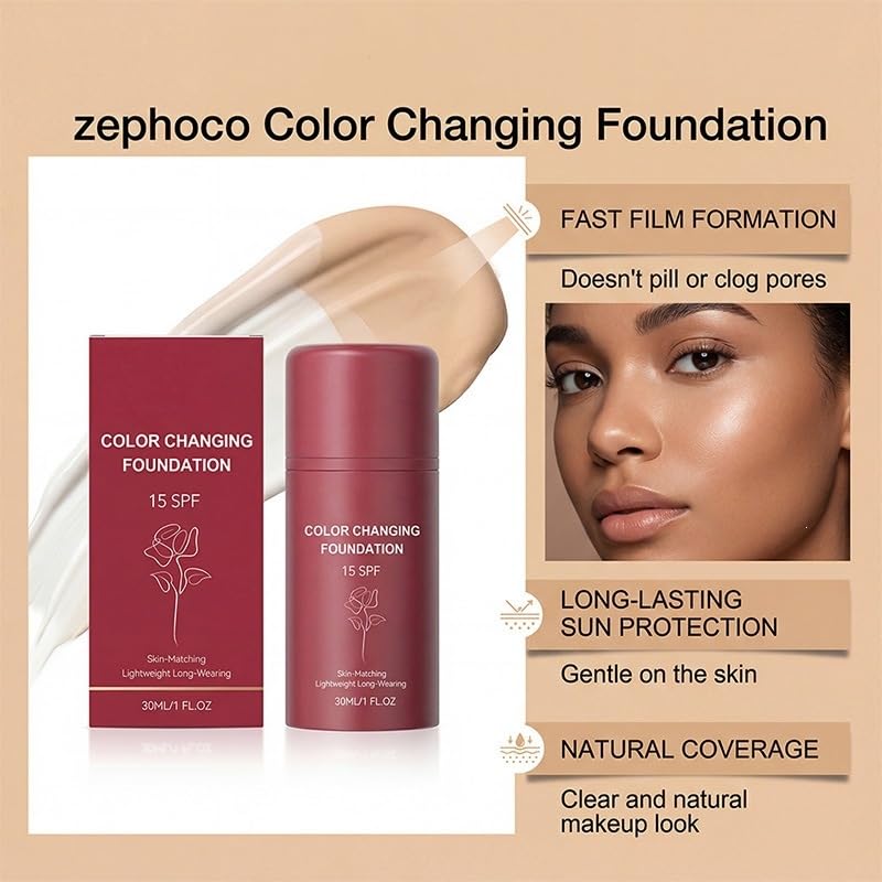 Gaayou Color Changing Foundation with SPF 15 - Buildable Coverage, Hydrating Liquid Makeup