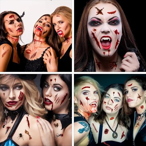60 Sheet Halloween Zombie Scar Tattoo Stickers