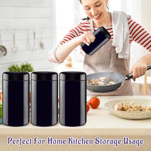 2 Pcs Black Violet Glass Jar Refillable Ultraviolet Container Wide Mouth Storage Bottle for Spices Powder Coffee Cosmetic Home Kitchen - 500ml/16.9oz