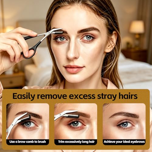 2-in-1 Eyebrow Scissors with Comb - Precision Trimmer for Men & Women
