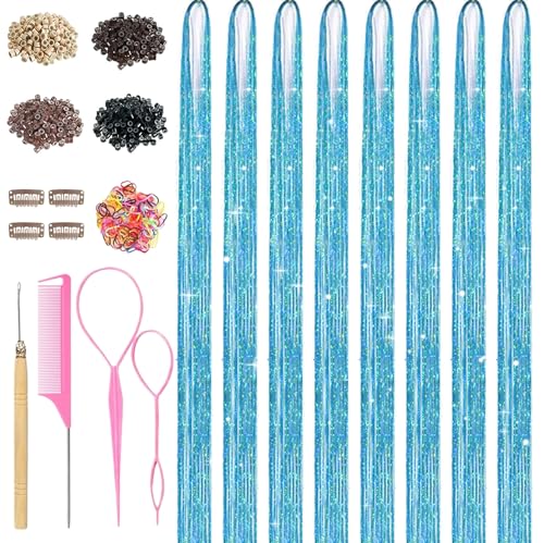 Hair Tinsel Kit - 3200 Strands, 48 Inch Fairy Hair Extensions