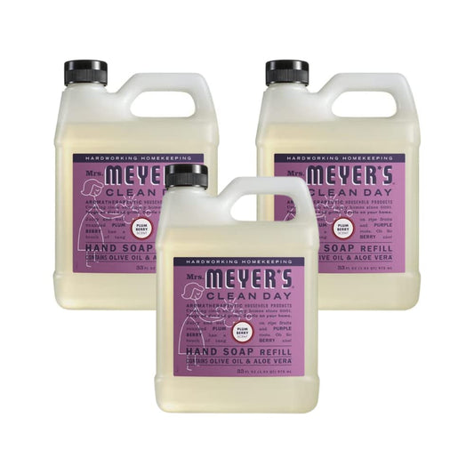 MRS. MEYER'S CLEAN DAY Plum Berry Scent Hand Soap Refill, 33 Fl Oz. (Pack of 3)