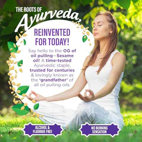 GuruNanda Sesame Mint Oil Pulling Mouthwash for Gentle & Natural Oral Care, Pure Sesame & Mint Extracts, Supports Happy Gums & Oral Hygiene, Alcohol-Free, 8 Oz