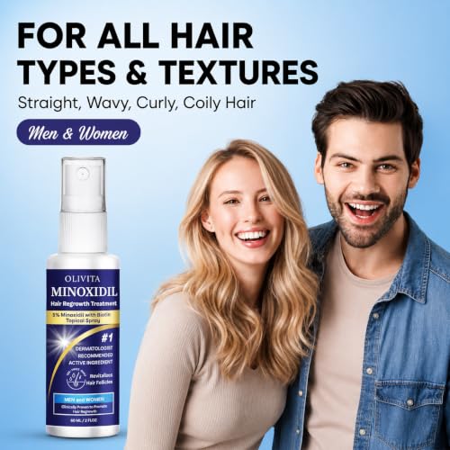 5% Minoxidil Hair Growth Treatment Spray for Men & Women - Biotin & Rosemary, 2 Pack
