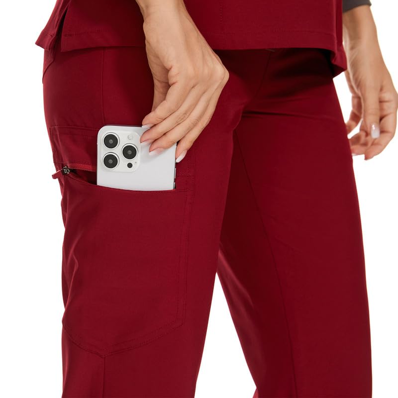 COZYFIT Scrubs for Women Set - Stretch V-Neck Scrub Top & Jogger Pant with 8 Pockets, Yoga Waistband, Anti Wrinkle, Slim Fit Women Scrubs