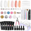 Beetles Poly Extension Gel Nail Kit, 6 Natural Skin Tone 30g gel with Mini Nail Lamp Slip Solution Rhinestone Glitter Nail Art Brush All In One Kit for Nail Manicure Starter Kit Gift for Women