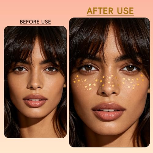Glitter Freckles Face Tattoo - 15 Waterproof Temporary Patches