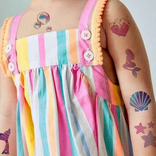 Glitter Mermaid Temporary Tattoos for Kids - 74 Individually Sheets Glitter Tattoos for Kids Mermaid Birthday Decorations