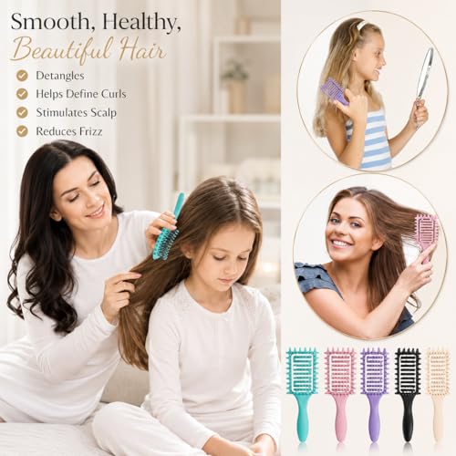 Yingbtr 2Pcs Curl Defining Vented Hair Brush for Curly & Wavy Hair, Detangling & Styling Tool