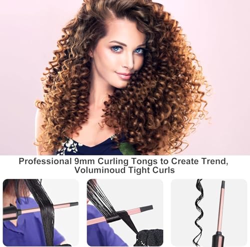 UNOBEY 3/8 Inch Thin Curling Wand, Small Square Ceramic Iron for Tight Curls