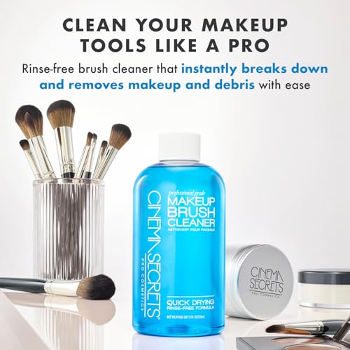 Cinema Secrets Original Blue Vanilla Makeup Brush Cleaner Solution - Professional Cleanser for Makeup Brushes - Quick-Drying, Rinse-Free Formula - Removes Stubborn Waterproof Make Up