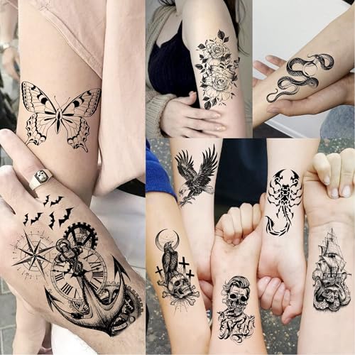 72 Sheets Temporary Tattoos Butterfly Flower for Women Men