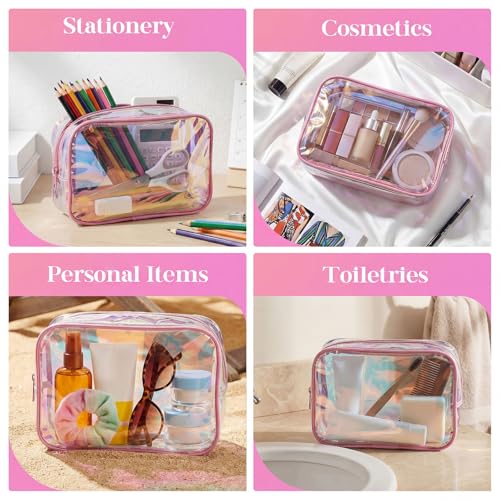 Holographic Makeup Bag Set of 12 - Clear Iridescent Cosmetic Pouches
