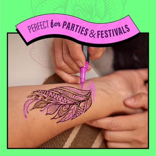 Henna Temporary Tattoo Kit with Markers & Stencils – Skin-Safe, Long-Lasting Body Art for Girls & Adults