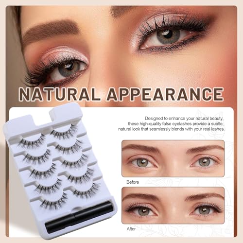 BS-MALL False Eyelashes ? Wispy Lashes 100% Handmade Natural Look, Reusable & Durable, Includes 5X Magnifying Mirror and Application Kit (Style02)