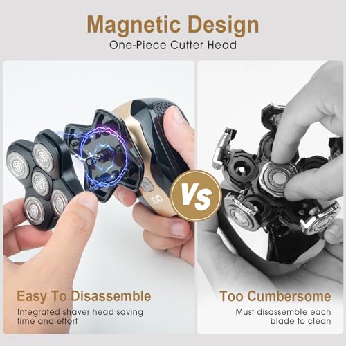 Telfun Detachable Head & Body Hair Shaver, Magnetic Electric Razor for Fast Shaving