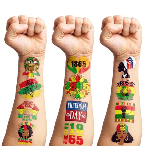 96 PCS Juneteenth Temporary Tattoos for Kids & Adults