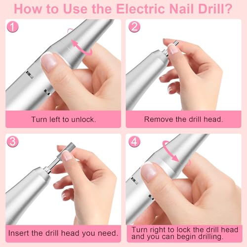 Professional Electric Nail Drill 40,000RPM with 12 Bits - Rechargeable Efile for Salon & Home Use