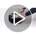 DUMOS Round Storage Ottoman with Reversible Tray, Teddy Velvet, Beige