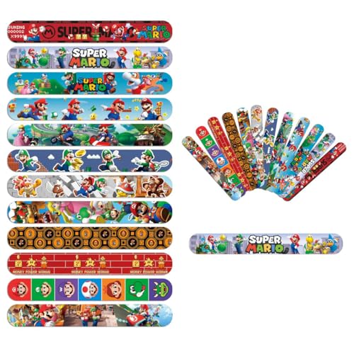 24Pcs Mario Galaxy Slap Bracelets Set - Super Bros Party Favors