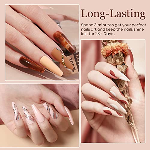 Modelones 6-Color Nude Gel Nail Polish Set - Pink, Milky White & Brown