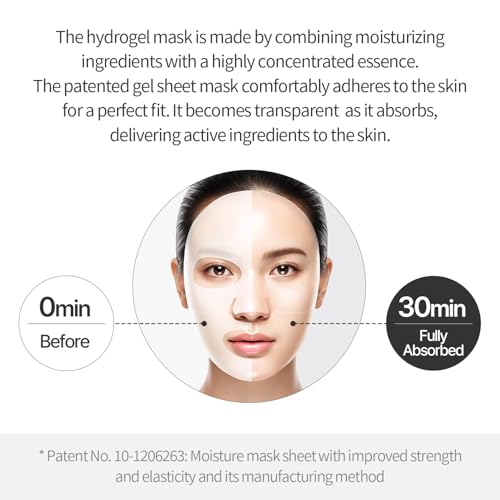 COSNORI Panthenol Hydrogel Mask [6 Pack] - Calming & Hydrating, Supports Skin Texture, Moisturizing, Skin Comfort, Korean Facial Mask for Sensitive Skin, 0.98 oz(28g)