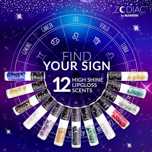 Zodiac Lip Gloss with Crystals - Vanilla Scented, Moisturizing
