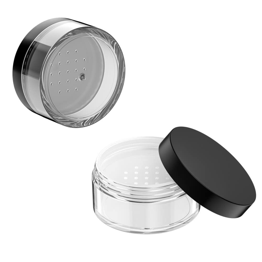 50g Plastic Empty Powder Puff Case with Net Sifter Lid, 50ml Portable Refillable Cosmetic Blusher Face Loose Powder Makeup Container Jars Case Box (4 Pack)
