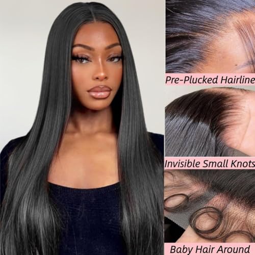 TAIKOU 13x6 Straight Lace Front Wig 200 Density 30 Inch Human Hair