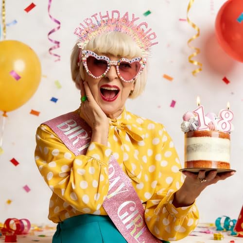 Atoden Birthday Girl Sash Tiara Sunglasses Party Favor