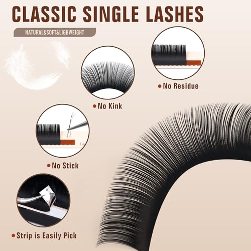 Classic Volume Lash Extension, 0.05 D Curl 8-15mm Mixed Eyelash Extension Lash Trays, Super Matt Black Individual Lash Extensions for Professional Salon Use