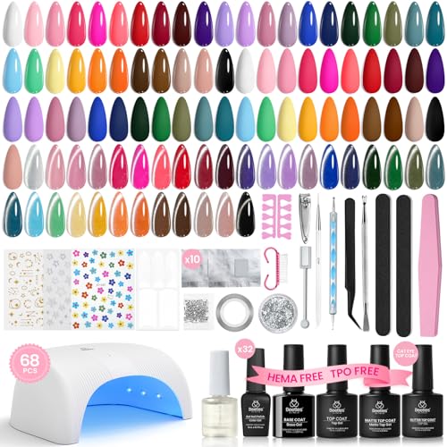 Beetles Gel Nail Polish Kit 32 Colors with UV Lamp & 68 Pcs Tools