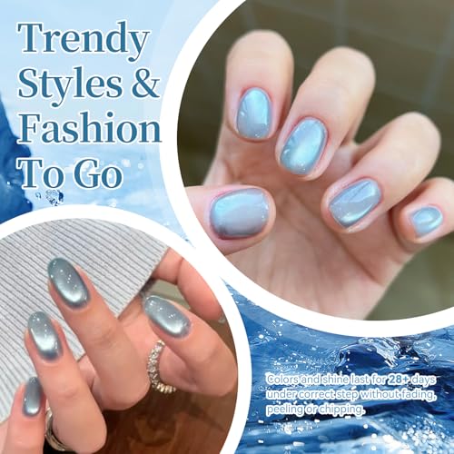 Born Pretty Deep Sea Blue Cat Magnetic Eye Gel Nail Polish Set – 6x7ml Glitter