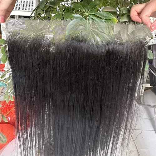 18inch HD Swiss Lace Melt Skin Lace Frontal Long Deep Parting Raw Hair Materials Straight Style Much Fuller with Natural Hair Line Human Hair Natural Black Color (13x6, 8 inches)