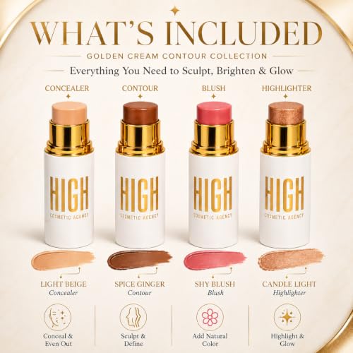 Golden Cream Contour Stick Set – 4-Piece Face Sculpting Kit