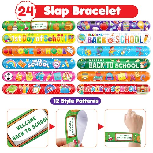 48-Piece Back to School Party Favor Set - Temporary Tattoos & Slap Bracelets