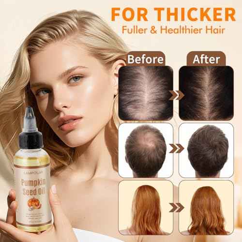 Pumpkin Seed Oil for Hair Growth - 100% Pure, Cold Pressed, Natural Hair Growth Oil - Deeply Moisturizing Scalp, Strong Roots and Thick Hair, 2 Fl Oz
