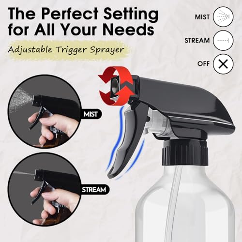 AMORIX 10oz Spray Bottle 2-Pack - 360° Adjustable Nozzle
