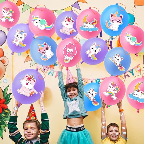 Caticorn Party Favors Set - 72 Pieces with Balloons & Tattoos