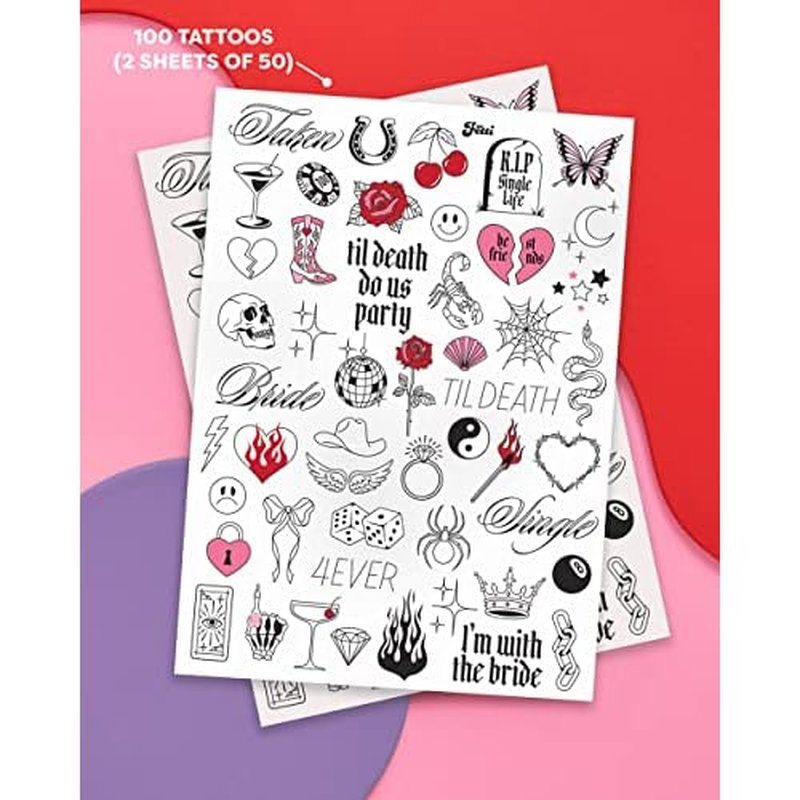 xo, Fetti Realistic Bachelorette Temporary Tattoos - 100 Foil Styles | Bachelorette Party Decoration, Bridesmaid Favor, Bride to Be Gift + Bridal Shower Supplies
