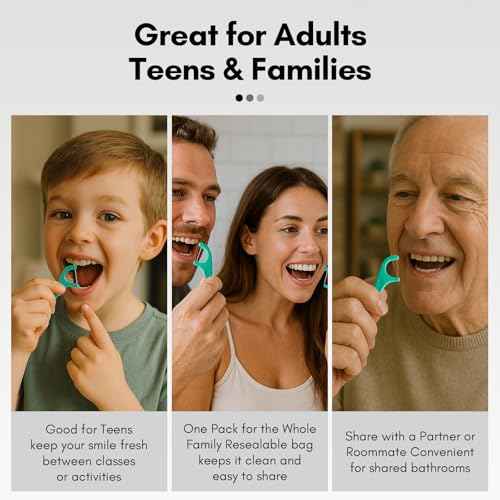 FAMILIFE Floss Picks 75 Count Mint Dental Floss Picks for Adults & Kids, Strong Thread Flossers & Tooth Picks Flossers for Daily Oral Care Travel Floss Bag