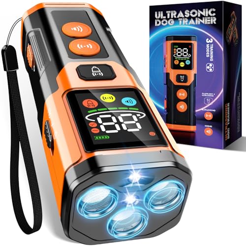 Heyera 3X Ultrasonic Dog Bark Deterrent, 5 Modes, 65ft Range, Rechargeable