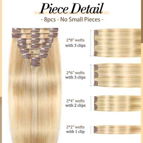 Clip in Hair Extensions Real Human Hair, 18 inch 100g/3.6oz, Balayage Invisible Remy Human hair Clip in Extensions for Women Seamless Straight 8Pcs Double Weft Dark Blonde Highlighted Bleach Blonde