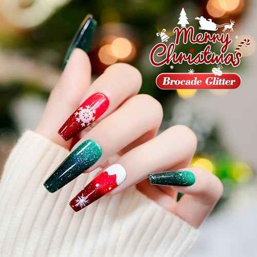 YTD Likomey Color Changing Gel Nail Polish Set,Christmas 6 Colors Shimmer Brocade Glitter Mood Temperature Change Colors Kit,Fall Winter Red Green UV Thermal Varnish,6 Pcs 7.5ml